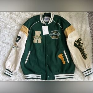 COPY - Aelfric Eden Mens Letter Foaming Love Print Varsity Jacket Vintage Graph…